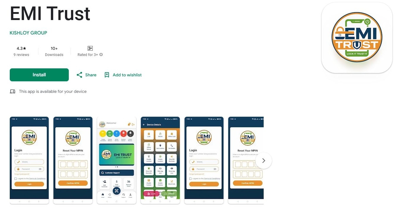 EMI Trust app on Google Play Store